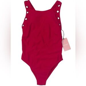 NEW Juicy Couture Swim One Piece Swimsuit Barberry Grommet Bathing suit Bra